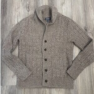 Bonobos Mens Slim Fit Lambswool Cable Knit Shawl Collar Cardigan Beige Small